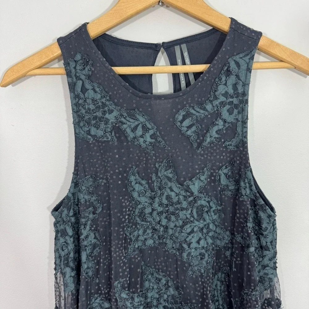 Anthropologie Beaded Neomia Top XS Navy Blue Boho Tunic Tank Whimsical Goth VGUC - Picture 4 of 12